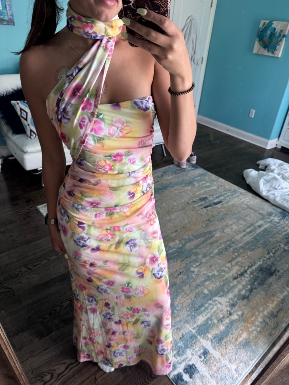 Peppermayo One-Shoulder Floral Maxi Dress in Yellow Multi